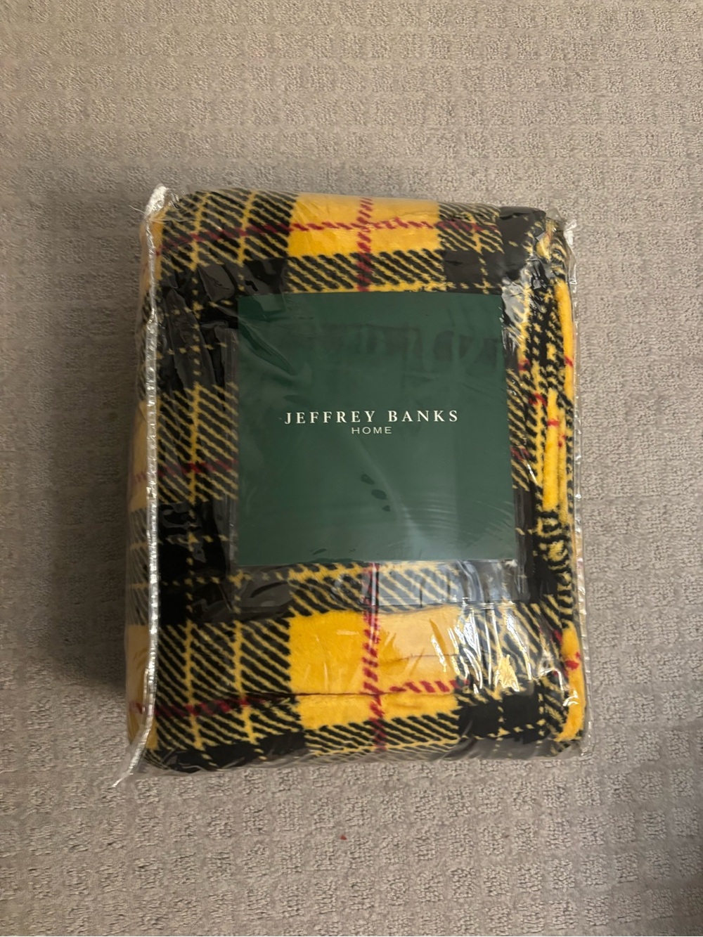 Jeffrey Banks Home Yellow Plaid Throw Blanket